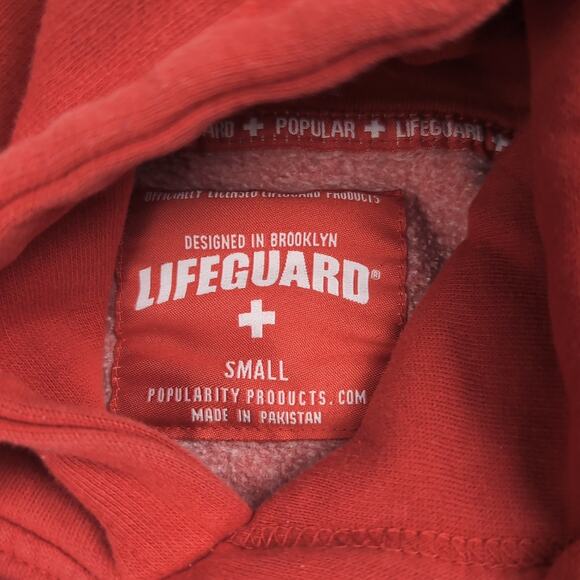 Vintage Lifeguard Hoodie Adult Small Red San Diego California Beach Sweatshirt - Picture 2 of 6